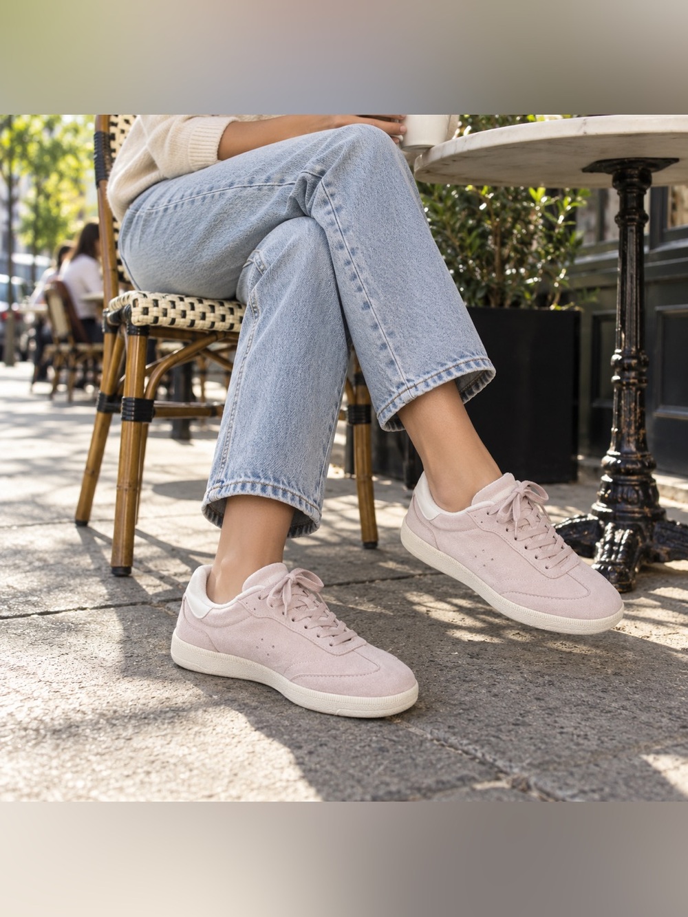 NWT H&M Blush Pink Suede-Look Lace-Up Sneakers Size 6